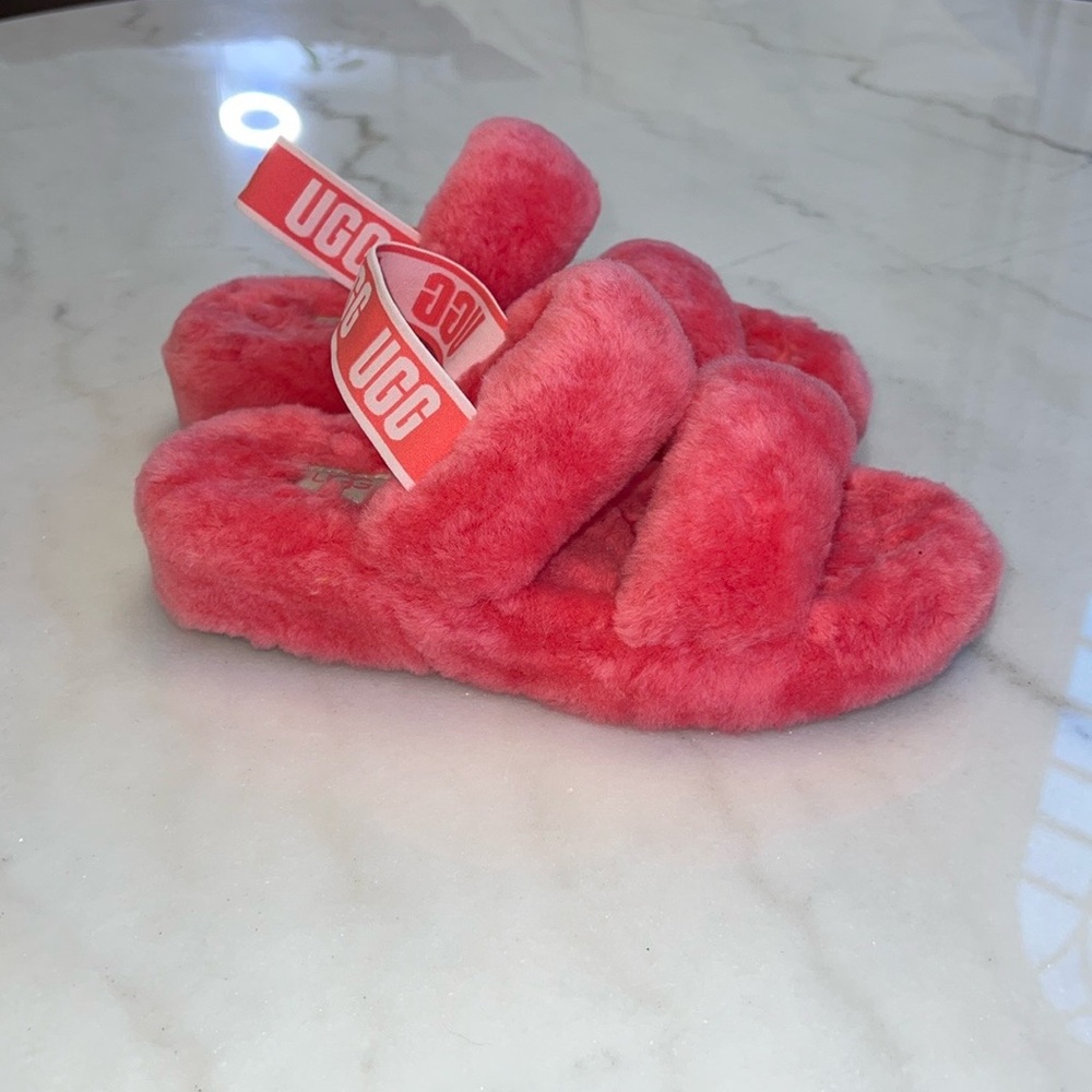 UGG Pink Fluffy Slippers